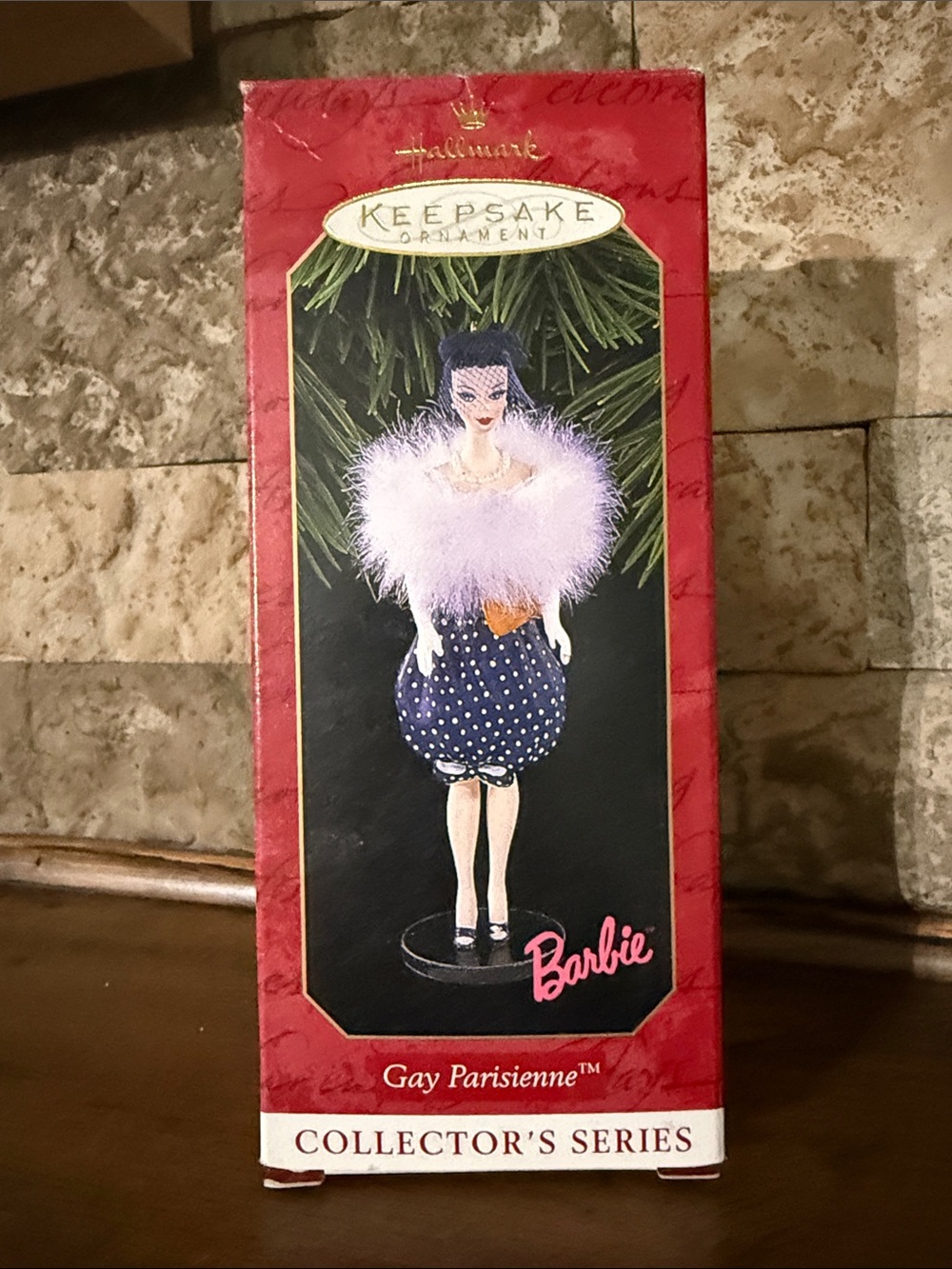 Hallmark Barbie 'Gay Parisienne' Ornament - Pink & Navy Polka Dot
